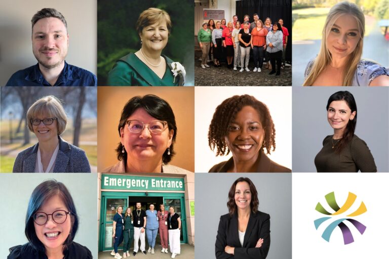 Collage featuring the recipients of the 2026 NNPBC Nursing Awards, including individual headshots and team photos of nurses and nurse practitioners from across British Columbia.